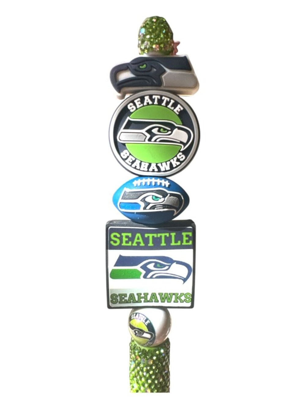 Superbowl Champion Seattle Seahawks Rhinestone Pen with Team Logo Charms - Picture 4 of 6